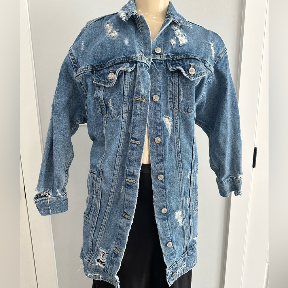 Zara oversized jean jacket size Smaill